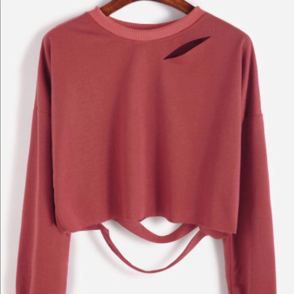 Blush Drop Shoulder Cut Out Crop Top